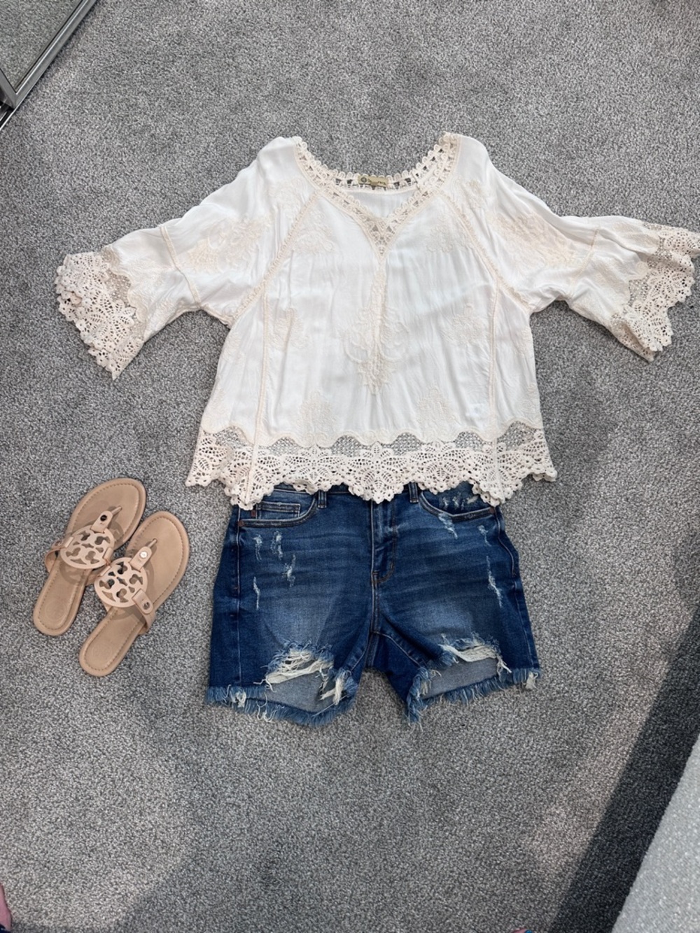 Democracy Ivory Crochet-Trim Peasant Tunic